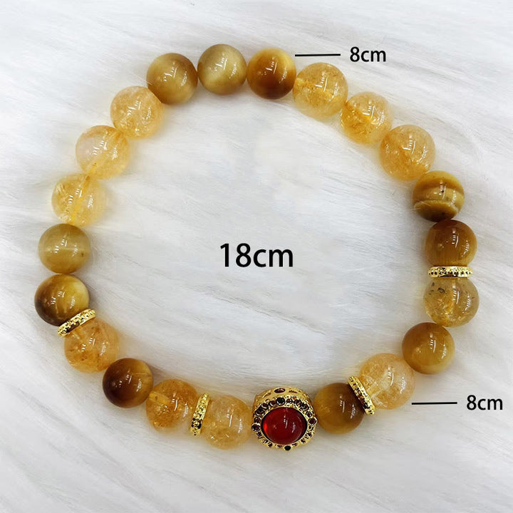 Buddha Stones Citrine Tiger Eye Red Agate Generosity Bracelet