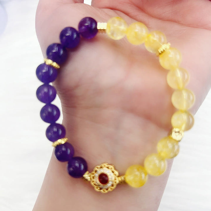 Buddha Stones Citrine Amethyst Pleasure Bracelet