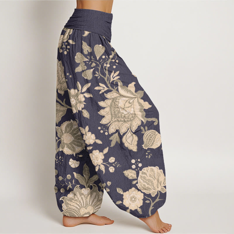 Buddha Stones Casual Peony Women's Elastic Waist Harem Pants