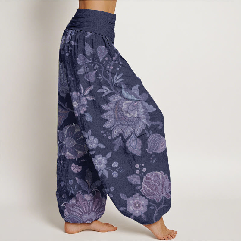 Buddha Stones Casual Peony Women's Elastic Waist Harem Pants