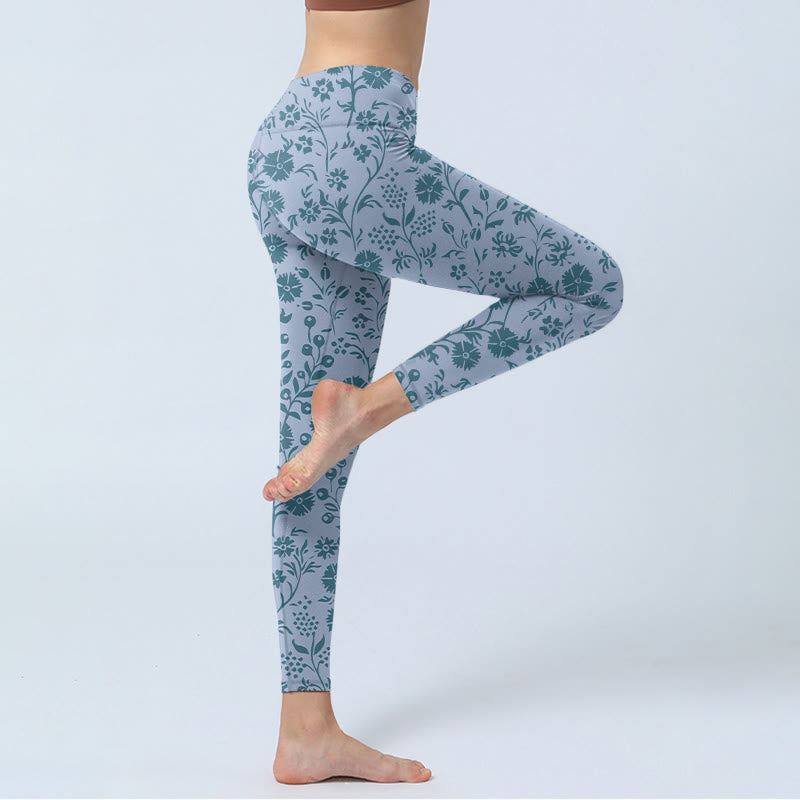 Buddha Stones Lush Flowers Plants Print Gym Leggings Women's Yoga Pants - image 4