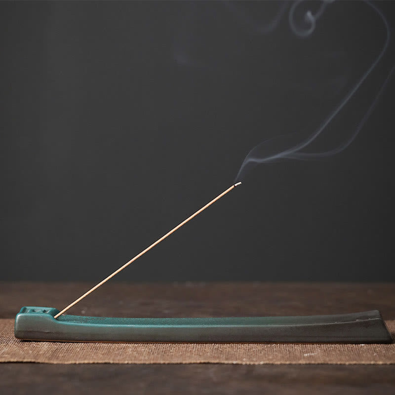 Buddha Stones Moon Rabbit PiXiu Mountain Healing Ceramic Stick Incense Burner Decoration - Simple Pattern 23.4*3.7*1.2cm - image 14