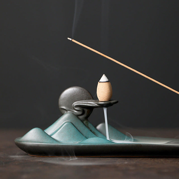 Buddha Stones Moon Rabbit PiXiu Mountain Healing Ceramic Stick Incense Burner Decoration - image 5