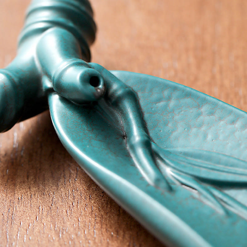 Buddha Stones Three Stones Waves Butterfly Bamboo Healing Ceramic Stick Incense Burner Decoration - image 17