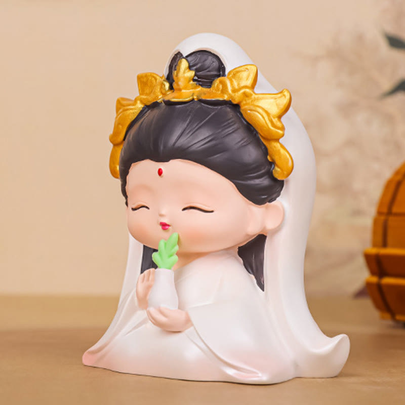 Buddha Stones Meditation Avalokitesvara Lotus Boy Girl Resin Statue Harmony Home Decoration - image 3