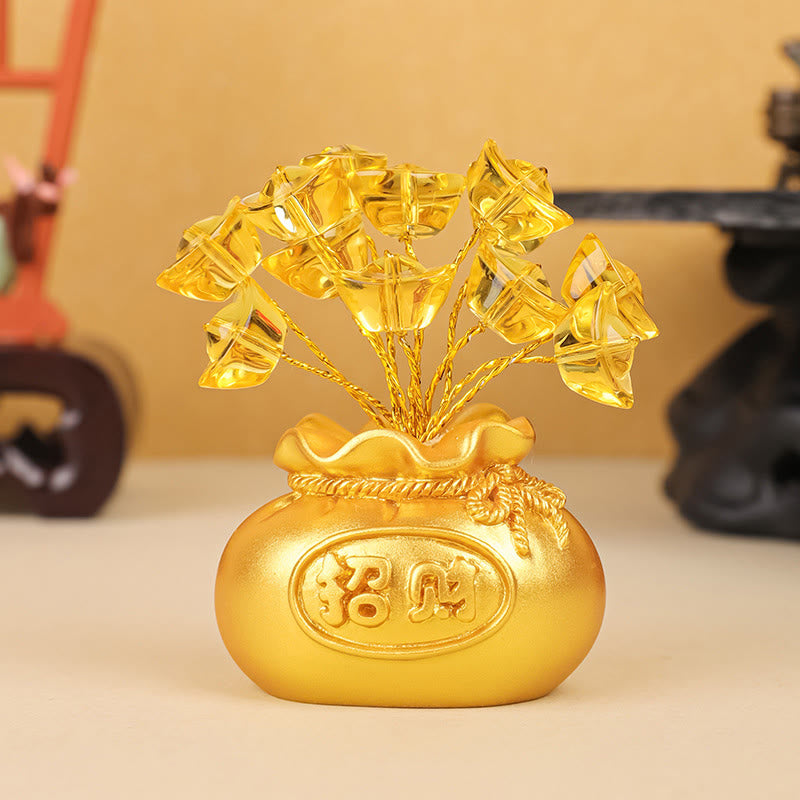 Buddha Stones Persimmon Peace and Safe Yellow Ingot Attract Wealth Resin Statue Harmony Home Decoration