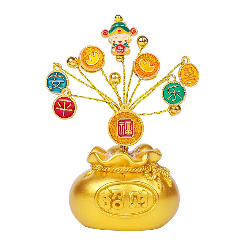 Buddha Stones Persimmon Peace and Safe Yellow Ingot Attract Wealth Resin Statue Harmony Home Decoration