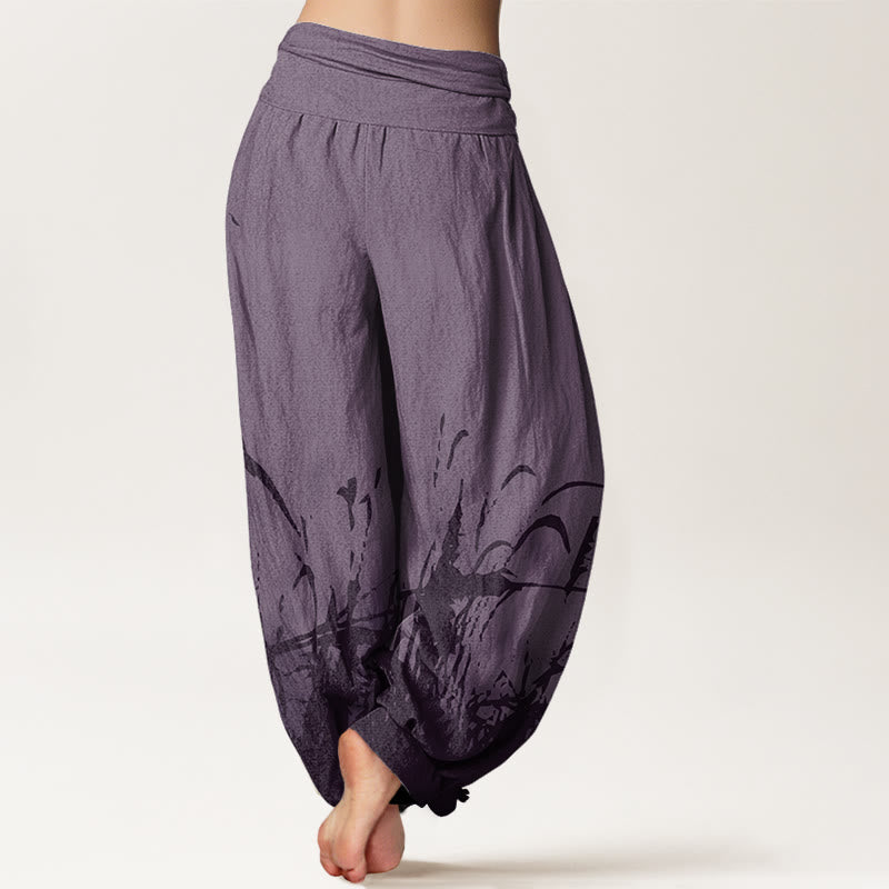 Buddha Stones Wild Grass Pattern Women's Elastic Waist Harem Pants - image 10