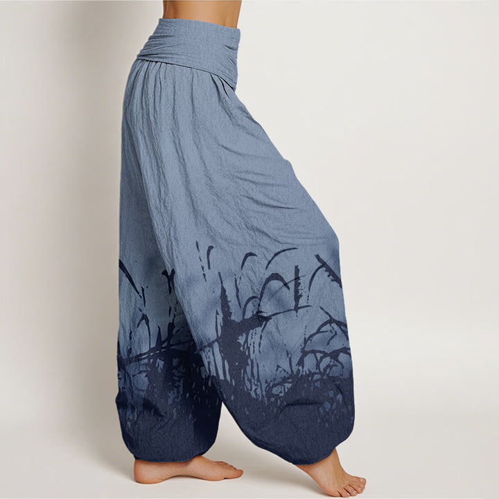 Buddha Stones Cotton Wild Grass Pattern Women's Elastic Waist Harem Pants - image 5