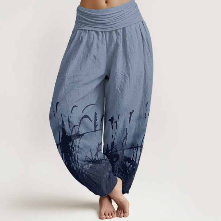 Buddha Stones Wild Grass Pattern Women's Elastic Waist Harem Pants - CornflowerBlue - US22，UK/AU26，EU54 (6XL) - image 5