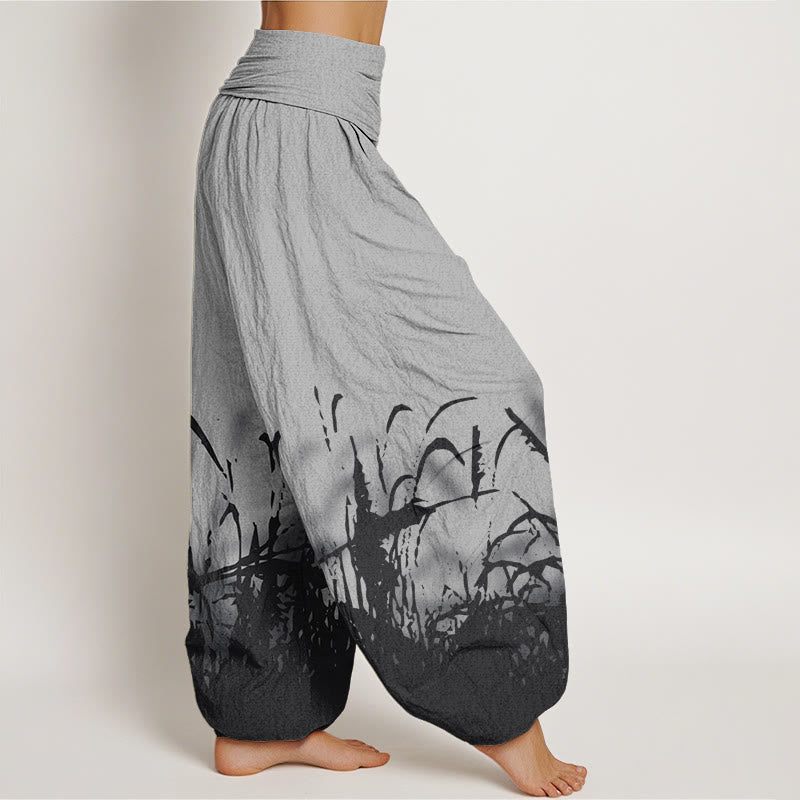 Buddha Stones Cotton Wild Grass Pattern Women's Elastic Waist Harem Pants - image 1
