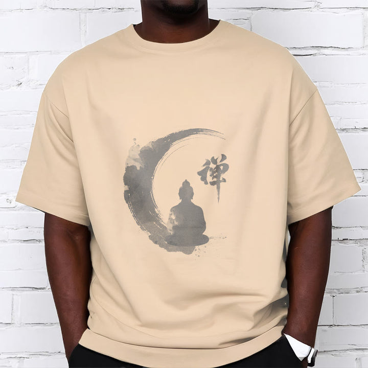 Buddha Stones Meditating Buddha Pattern Cotton Tee T-shirt