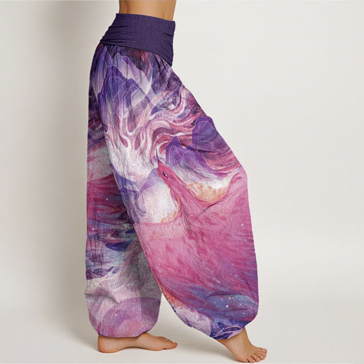 Buddha Stones Mythical Creature Pattern Women's Elastic Waist Harem Pants