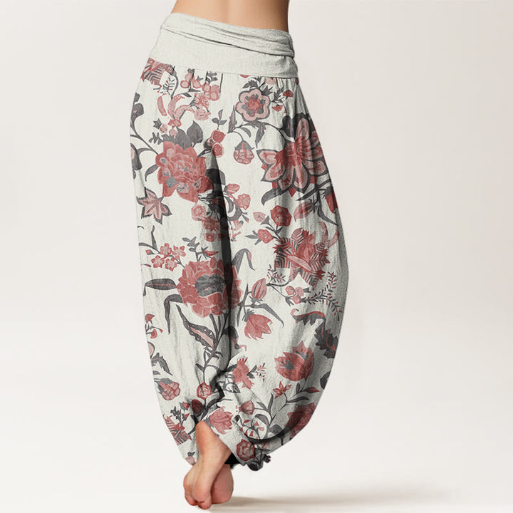 Buddha Stones Sunflower Pattern Women's Elastic Waist Harem Pants