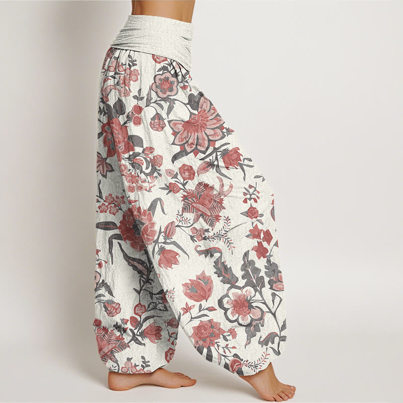 Buddha Stones Sunflower Pattern Women's Elastic Waist Harem Pants