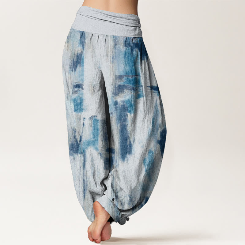 Buddha Stones Tie Dye Pattern Design Women's Elastic Waist Harem Pants