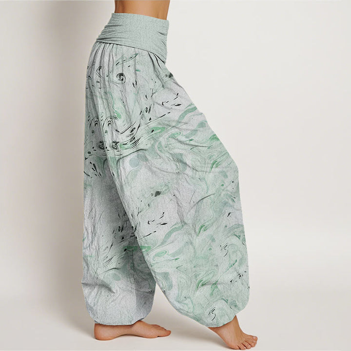 Buddha Stones Flow Wind Pattern Women's Elastic Waist Harem Pants