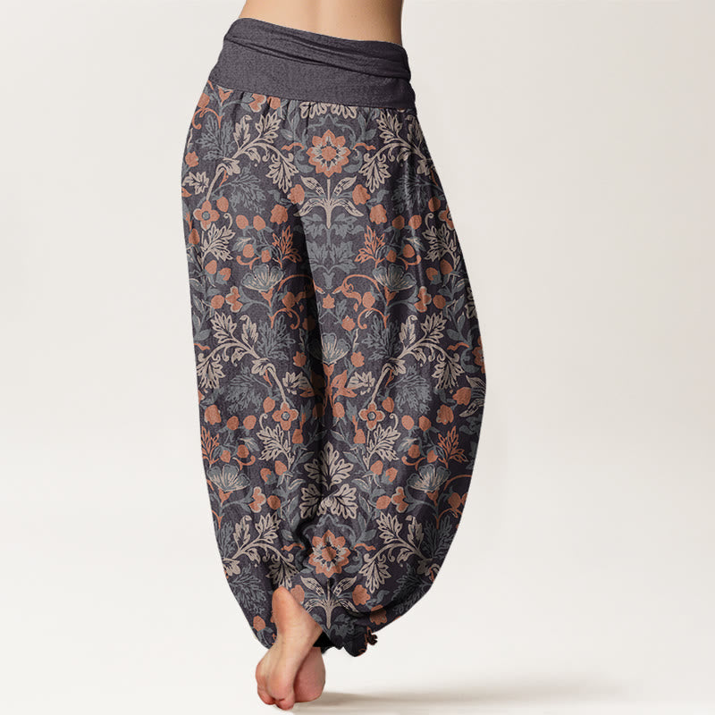 Buddha Stones Casual Flower Vine Leaves Pattern Women's Elastic Waist Harem Pants - image 7