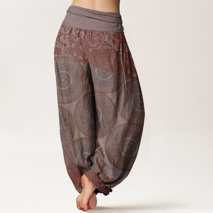 Buddha Stones Casual Flowers Compass Design Women's Elastic Waist Harem Pants - image 6