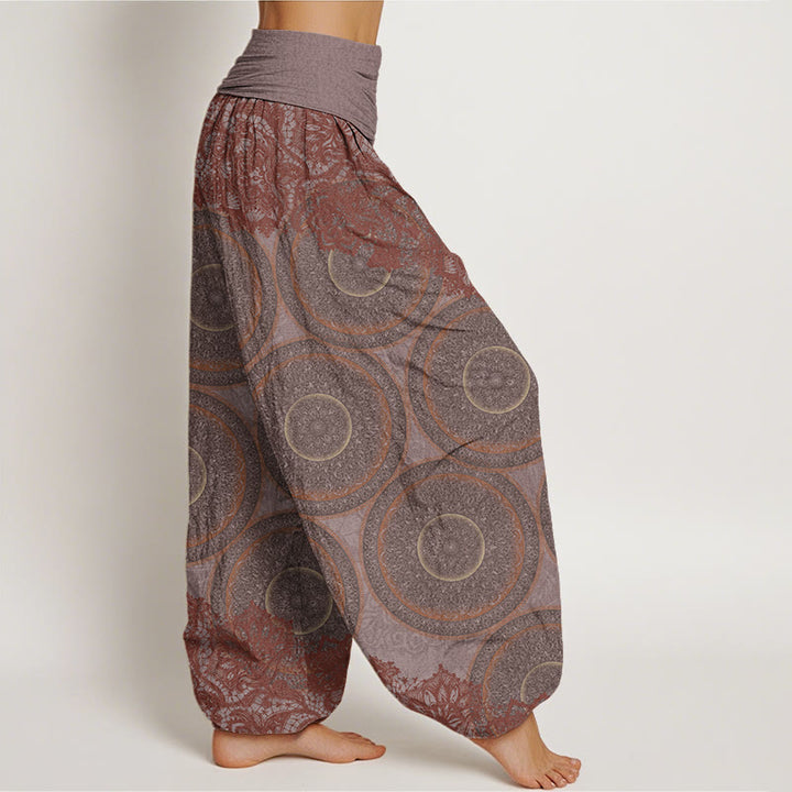 Buddha Stones Casual Flowers Compass Design Women's Elastic Waist Harem Pants - image 6