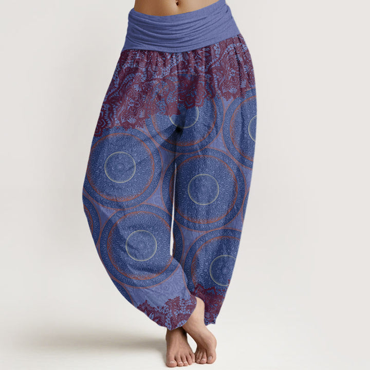 Buddha Stones Casual Flowers Compass Design Women's Elastic Waist Harem Pants - MediumSlateBlue - US22，UK/AU26，EU54 (6XL) - image 8