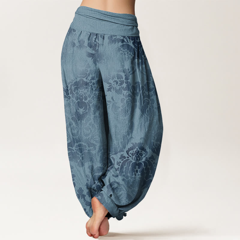 Buddha Stones Casual Flower Leaves Design Women's Elastic Waist Harem Pants - image 3