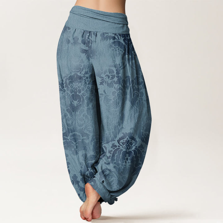 Buddha Stones Casual Flower Leaves Design Women's Elastic Waist Harem Pants - image 3