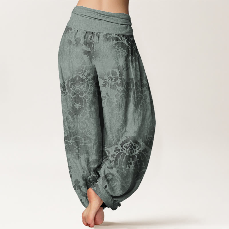 Buddha Stones Casual Flower Leaves Design Women's Elastic Waist Harem Pants - image 10