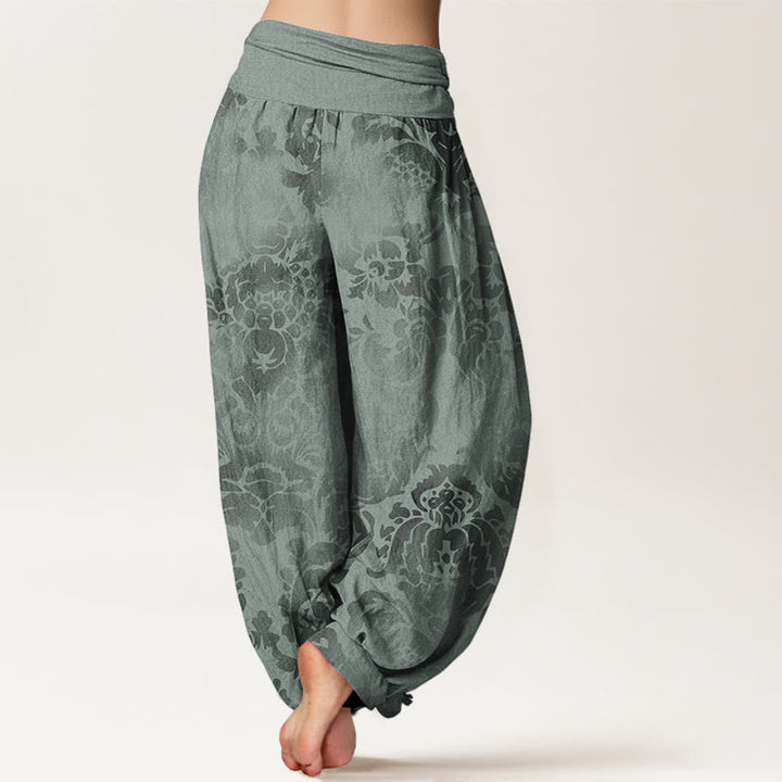 Buddha Stones Casual Flower Leaves Design Women's Elastic Waist Harem Pants - image 10