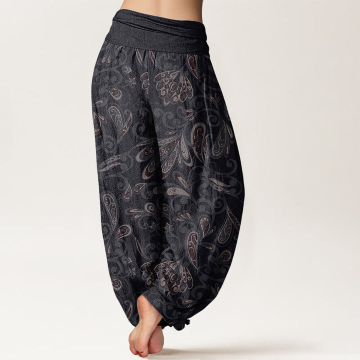 Buddha Stones Casual Flower Petals Design Women's Elastic Waist Harem Pants