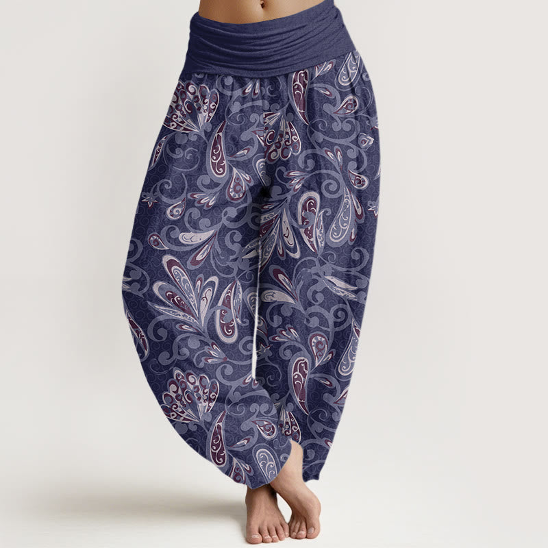 Buddha Stones Casual Flower Petals Design Women's Elastic Waist Harem Pants