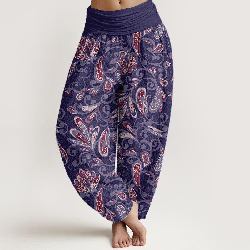 Buddha Stones Casual Flower Petals Design Women's Elastic Waist Harem Pants - MediumPurple - US22，UK/AU26，EU54 (6XL) - image 7