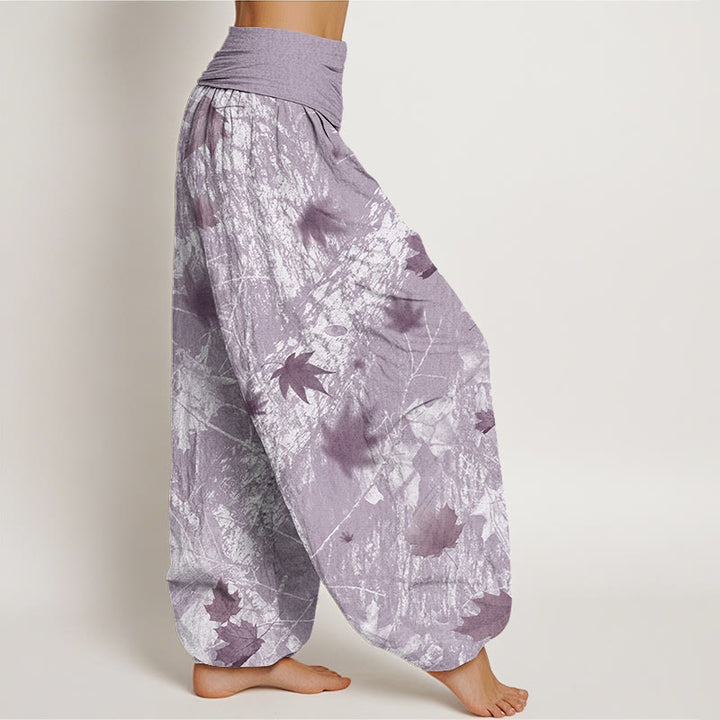 Buddha Stones Maple Leaves And Branches Pattern Women's Elastic Waist Harem Pants