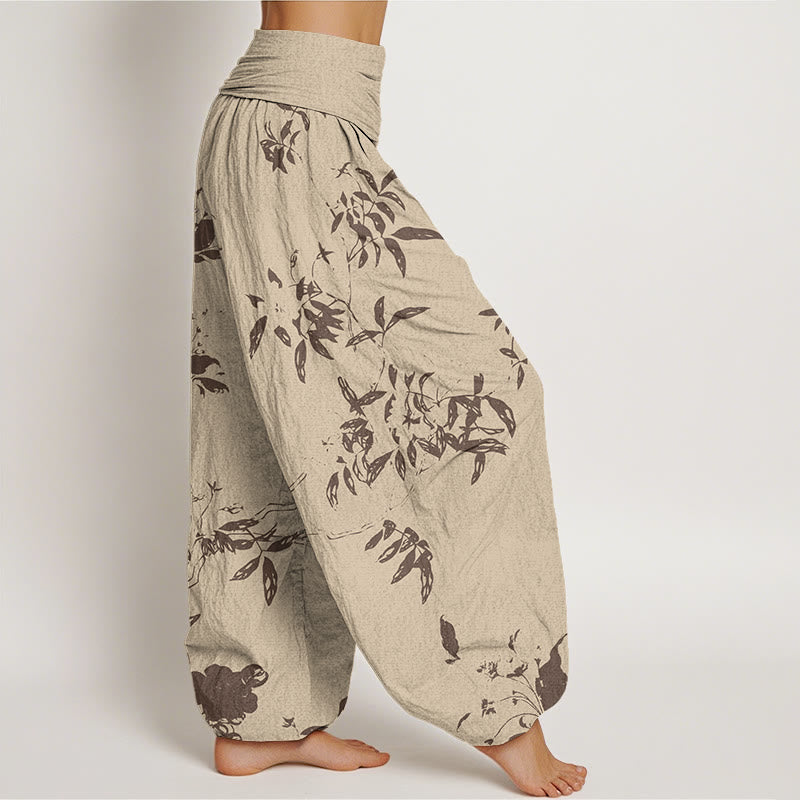 Buddha Stones Branch Pattern Women's Elastic Waist Harem Pants - image 2