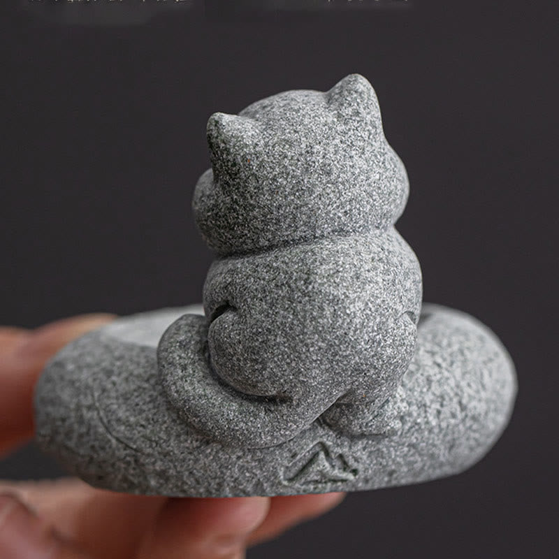 Buddha Stones Cute Lazy Standing Cat Healing Incense Burner Desk Decoration - image 11