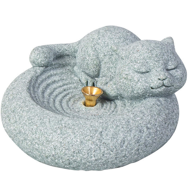 Buddha Stones Cute Lazy Standing Cat Healing Incense Burner Desk Decoration - image 28