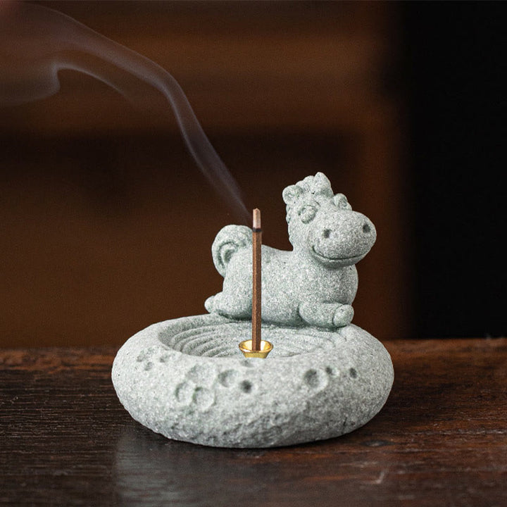 Buddha Stones Chinese Zodiac Healing Incense Burner Desk Decoration