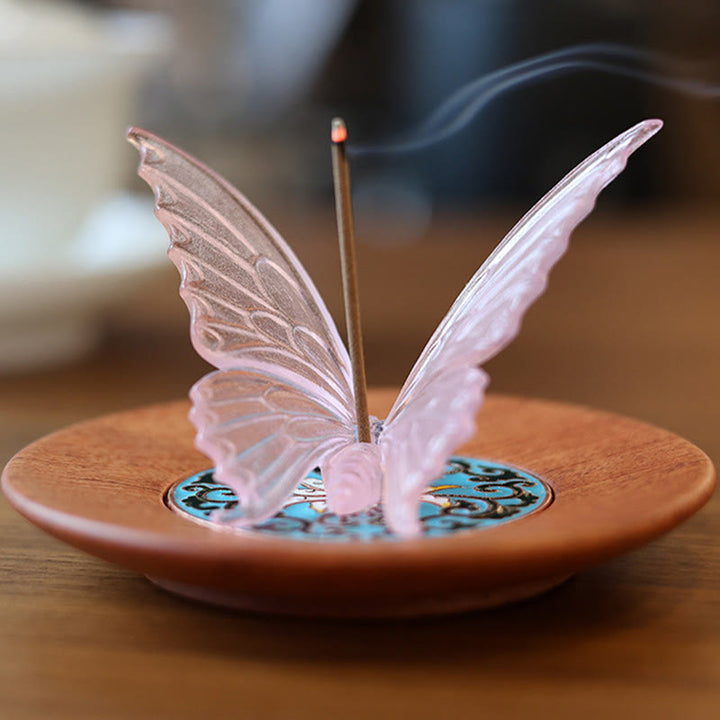 Buddha Stones Butterfly Healing Incense Burner Desk Decoration