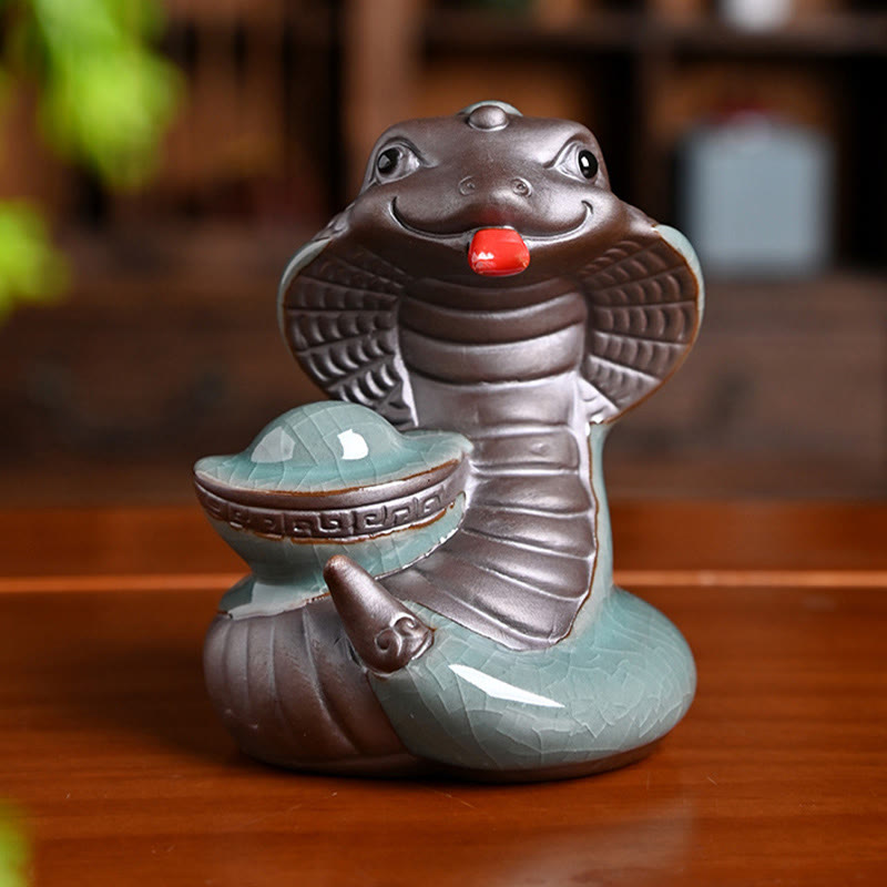 Buddha Stones Year Of The Snake Ingot Fu Character Ceramic Home Decoration