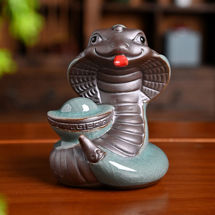 Buddha Stones Year Of The Snake Ingot Fu Character Ceramic Home Decoration