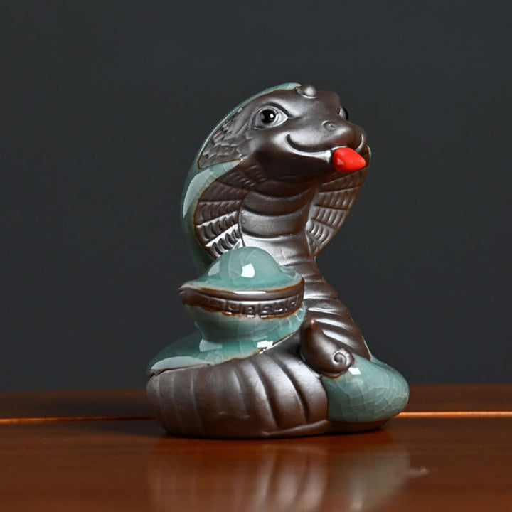 Buddha Stones Year Of The Snake Ingot Fu Character Ceramic Home Decoration