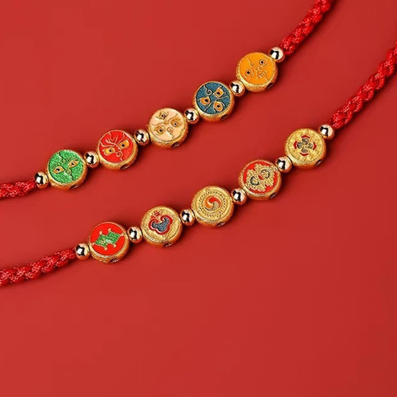 Buddha Stones Red String 925 Sterling Silver Five Ways God Of Wealth Connection Bracelet - image 11