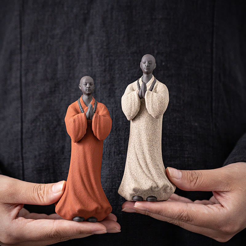 Buddha Stones Meditating Praying Monk Figure Ceramic Compassion Serenity Home Decoration - image 8