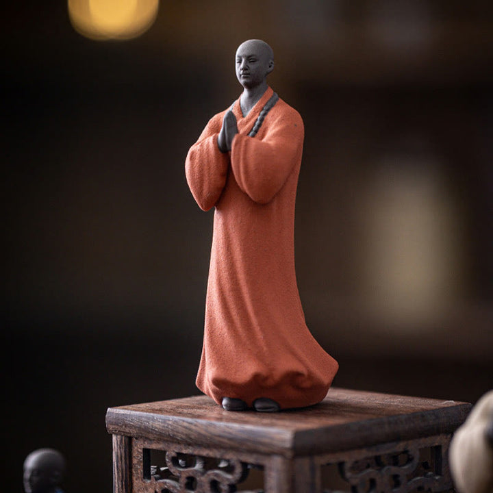 Buddha Stones Meditating Praying Monk Figure Ceramic Compassion Serenity Home Decoration - image 6