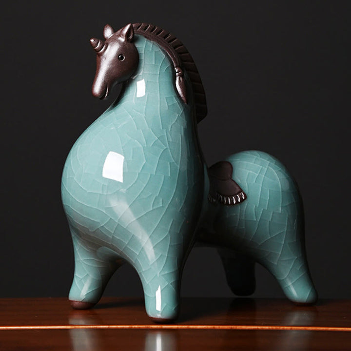 Buddha Stones Head Down Up Horse Ceramic Success Freedom Home Decoration - image 8