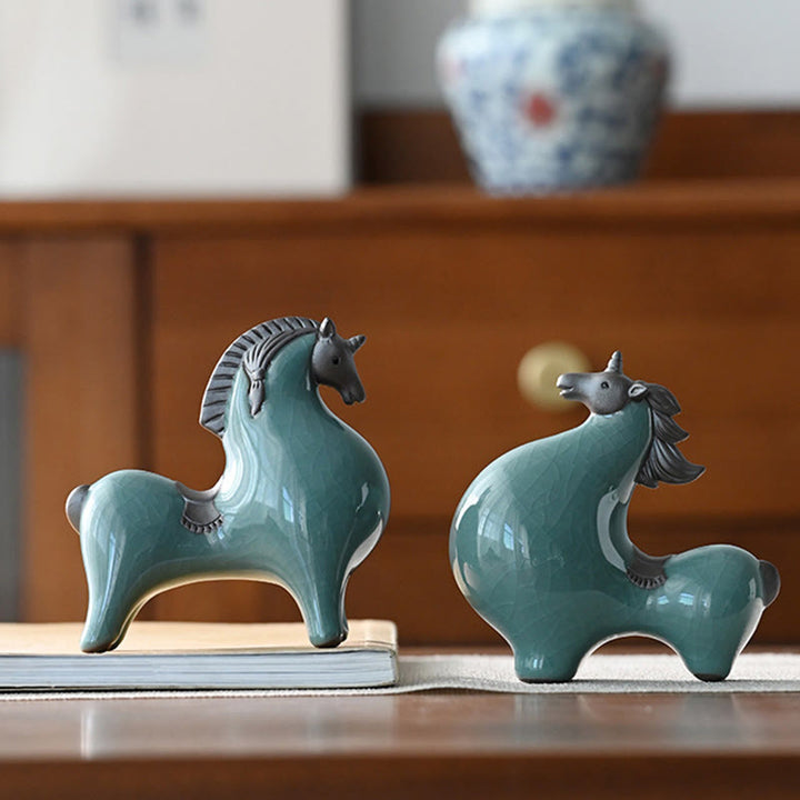 Buddha Stones Head Down Up Horse Ceramic Success Freedom Home Decoration - image 14
