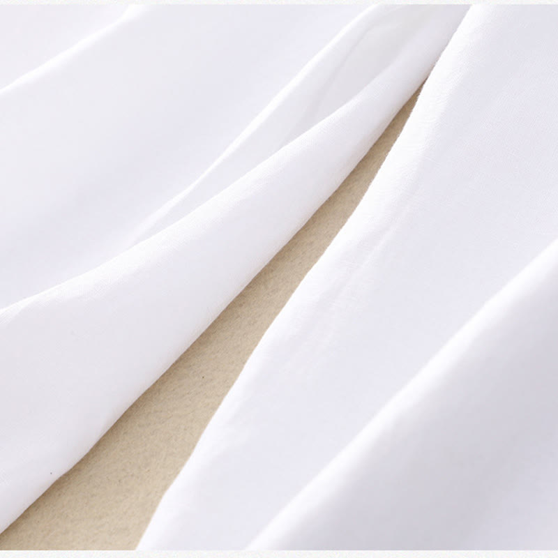 Buddha Stones Solid Color Front Button Back Elastic Cotton Linen Women's Pants With Pockets - image 28