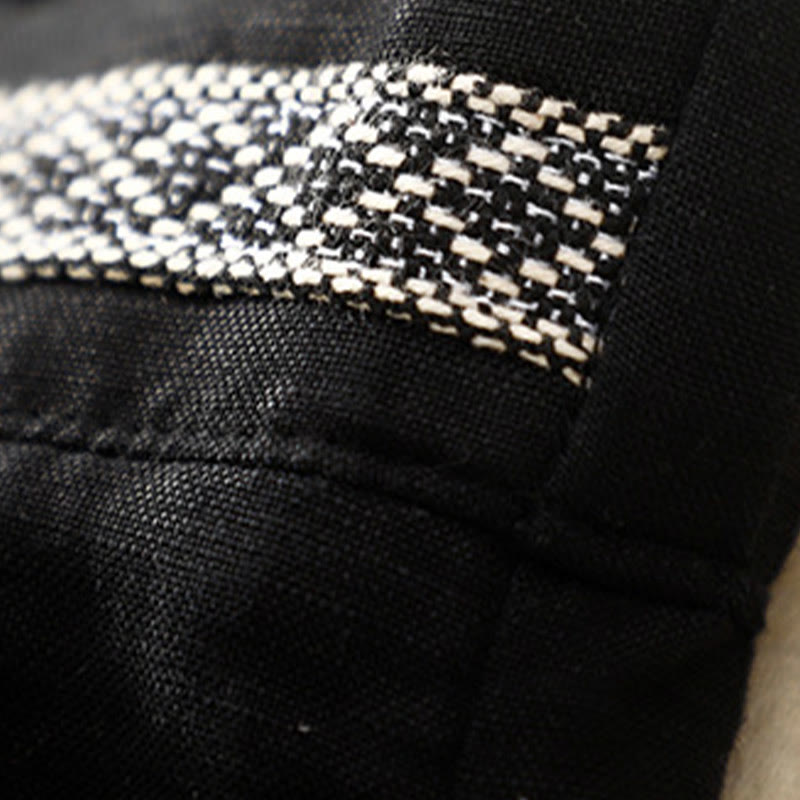 Buddha Stones Solid Color Front Button Back Elastic Cotton Linen Women's Pants With Pockets - image 32