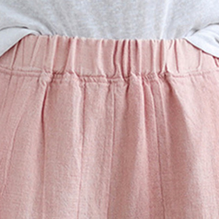 Buddha Stones Plain Color Wrinkled Design Elastic Waistband Cotton Linen Women's Pants With Pockets - image 28