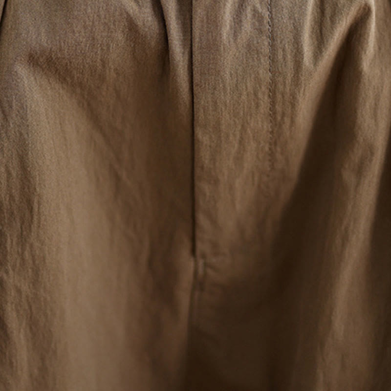 Buddha Stones Casual Solid Color One Top Button Elastic Waistband Women's Pants With Pockets - image 8